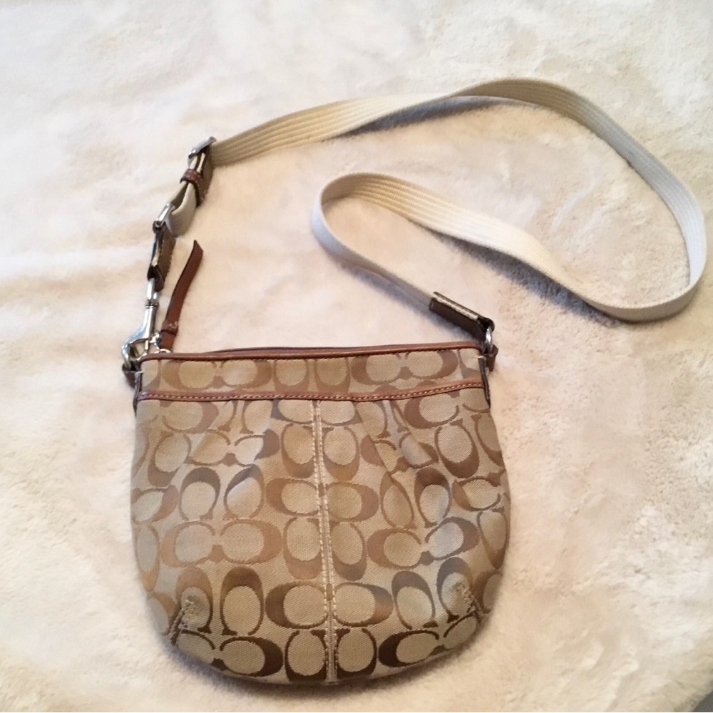 Coach Tan & Brown Monogram Crossbody Bag - Small